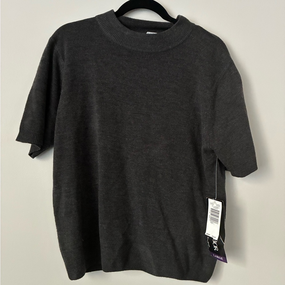 Sag Harbor Dark Gray Heather Crew Neck Sweater